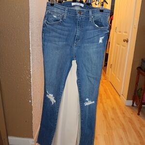 EUC JOES JEANS MED WASH DISTRESSED HIGH WAISTED SKINNY SZ 30